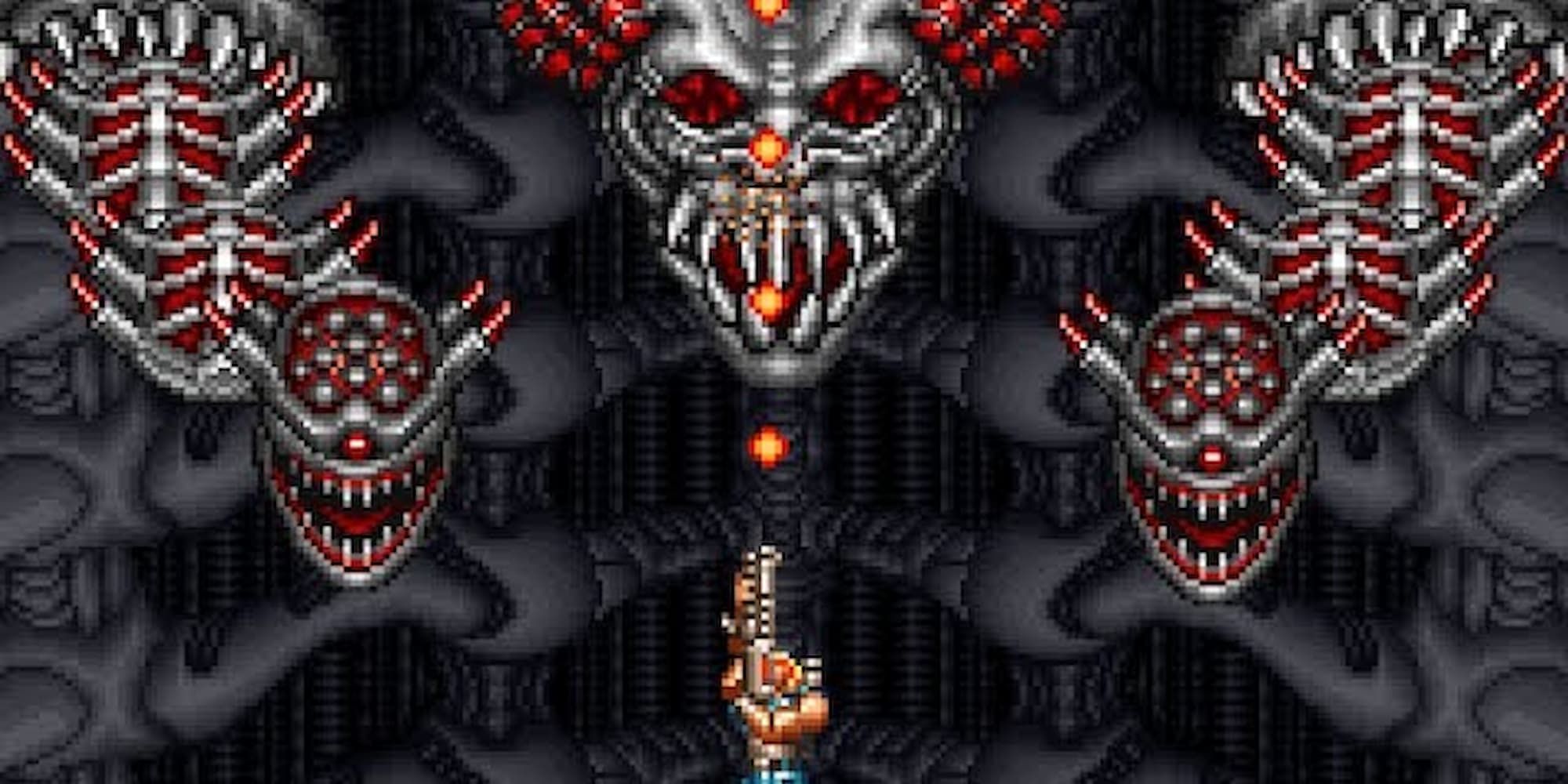 Shooting the Red Falcon leader in Contra 3