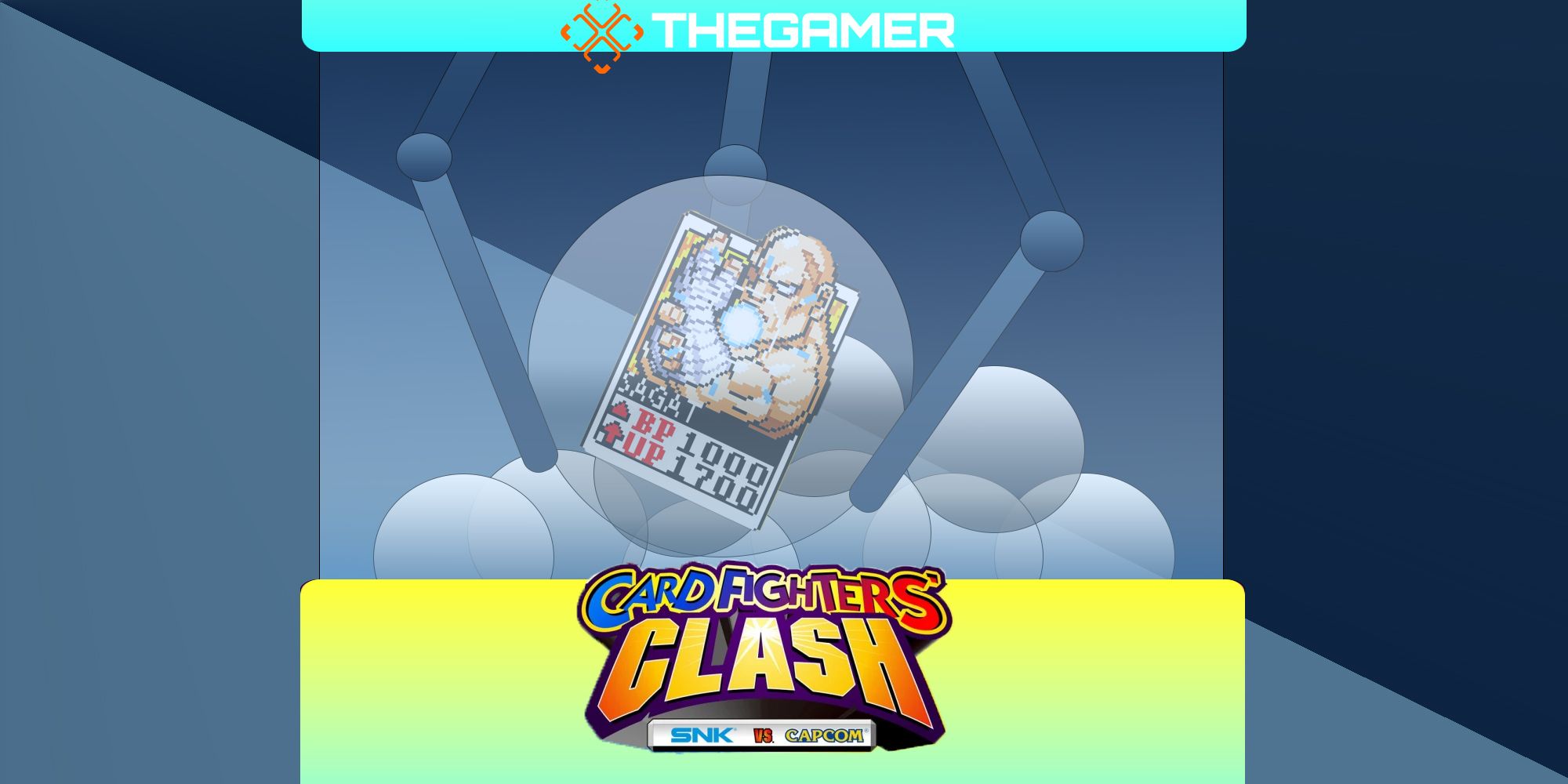 A custom image of a Crain game machine claw holding a Sagat character card from SNK VS Capcom: Card Fighters' Clash.
