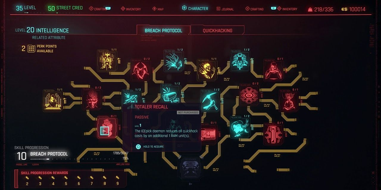 The Intelligence Skill Tree in Cyberpunk 2077