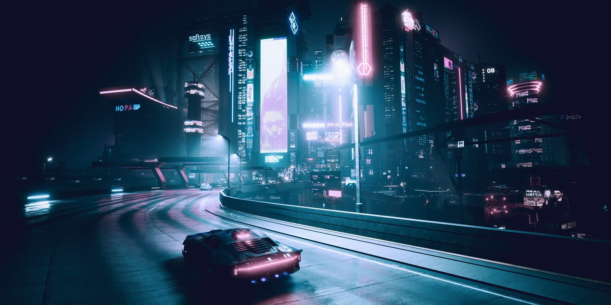 Cyberpunk 2077's Night City at nighttime