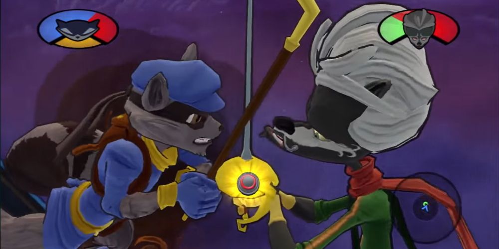 Hammering circle while clashing weapons with Cyrille Le Paradox in Sly Cooper 4
