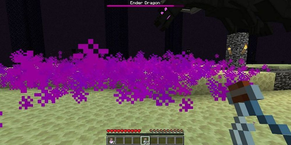 The Ender Dragon's purple breath in Minecraft