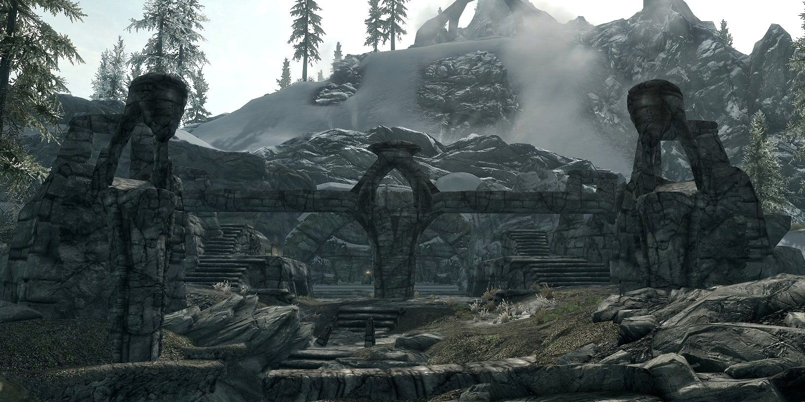 The outside of Volskygge in Skyrim.