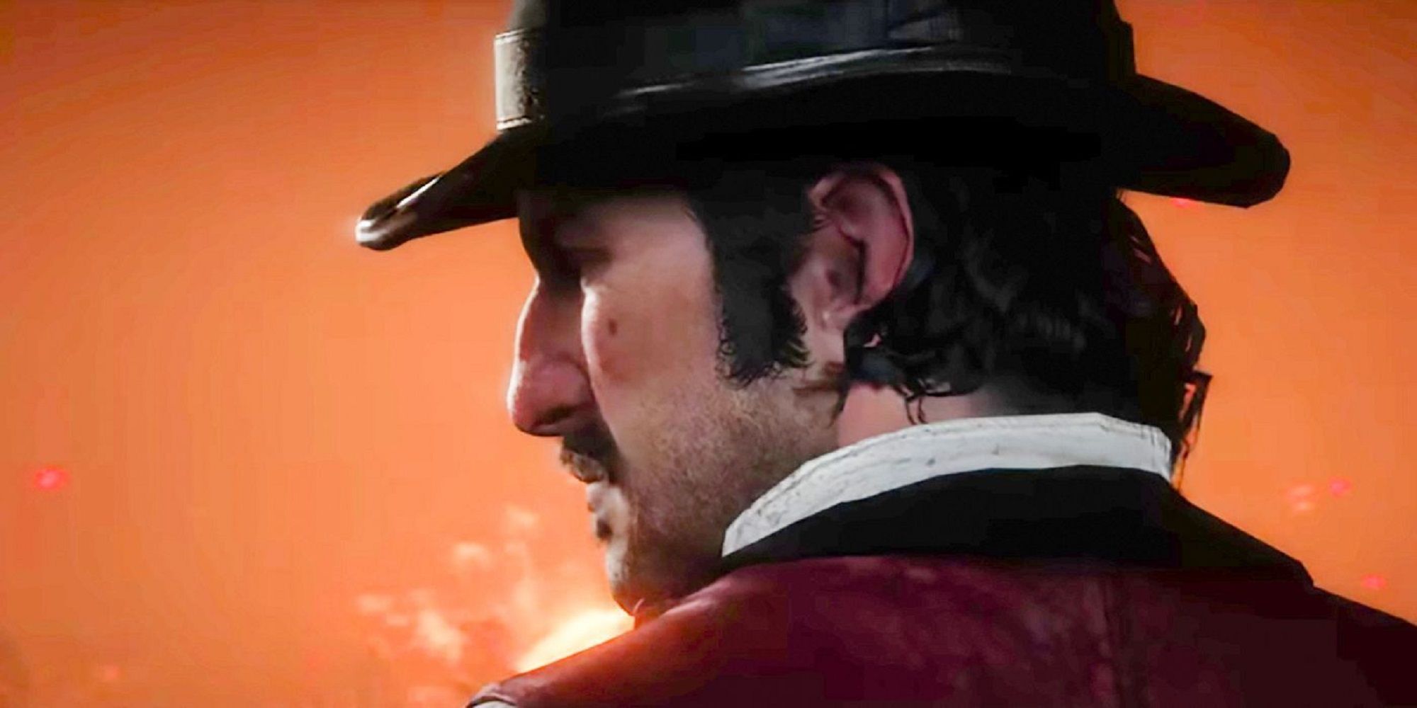 Dutch Turns His Head With His Back To Camera In Red Dead Redemption 2.