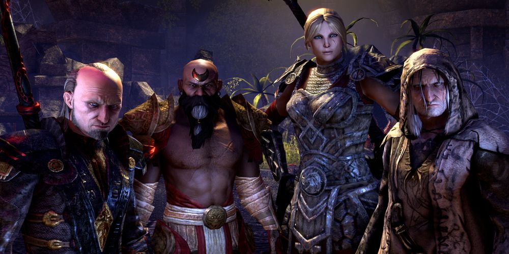 The Five Companions without Mannimarco (Abnur Tharn, Sai Sahan, Lyris Titanborn, Varen Aquilarios) in Elder Scrolls Online