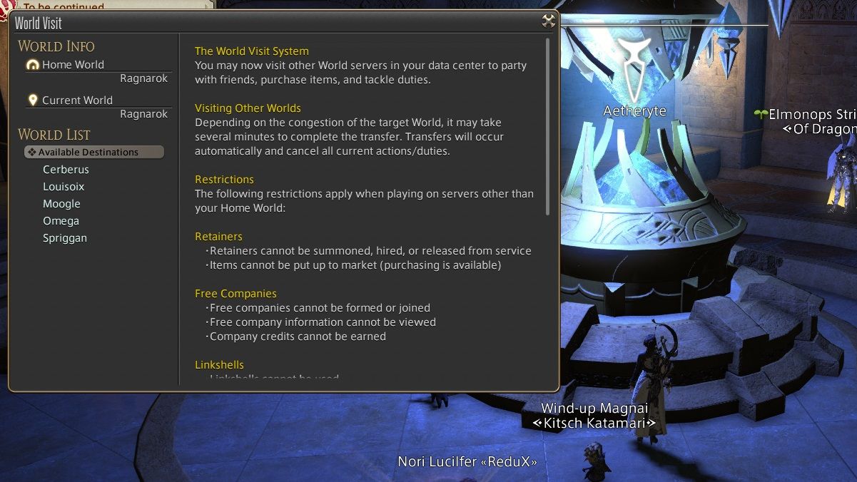 FF14-Aetheryte-menu-to-visit-another-world-1