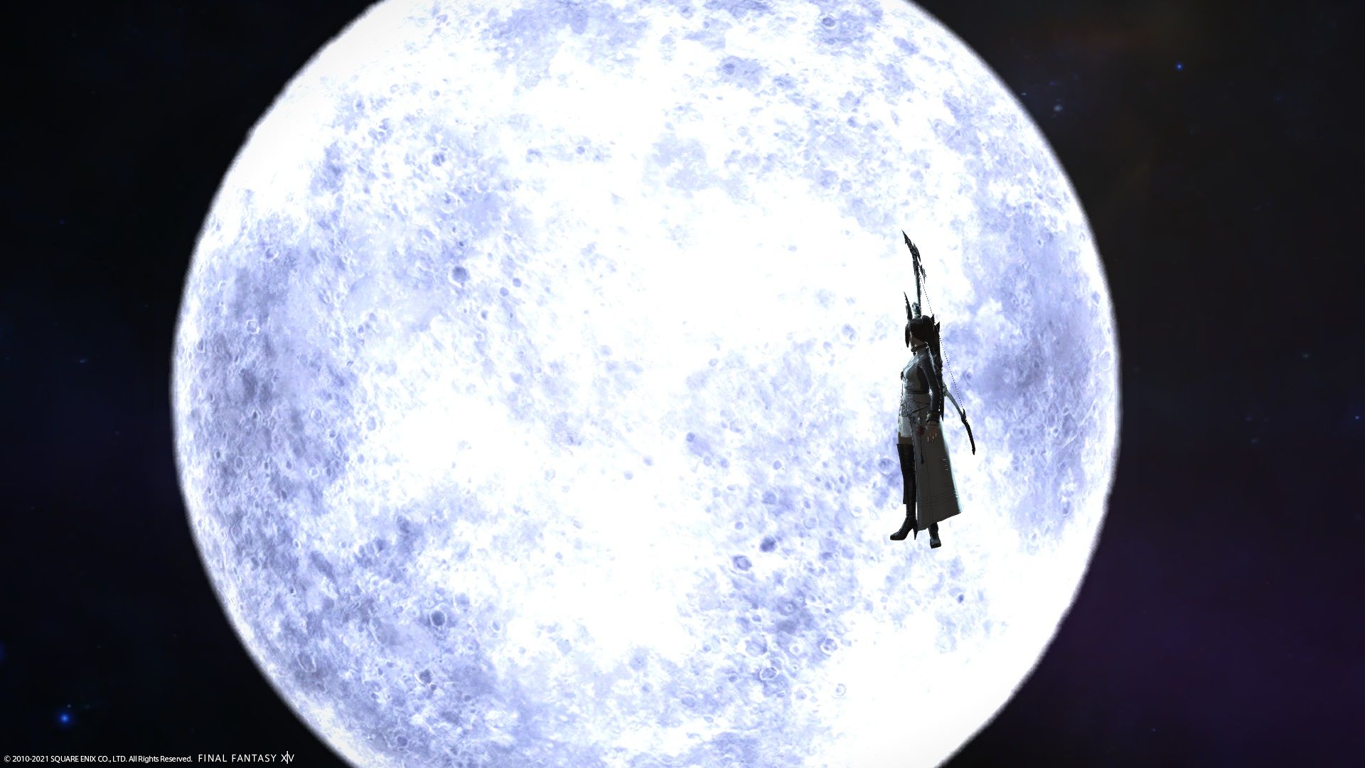 FF14 Warrior of Light in front of the moon