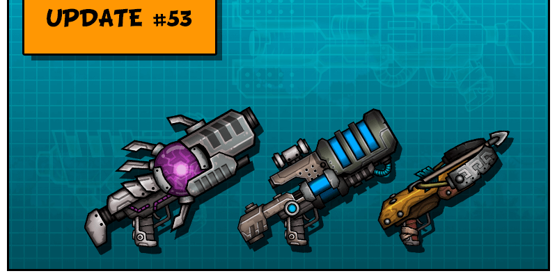 Fury Unleashed Weapon Selection with three different weapons over a blue background