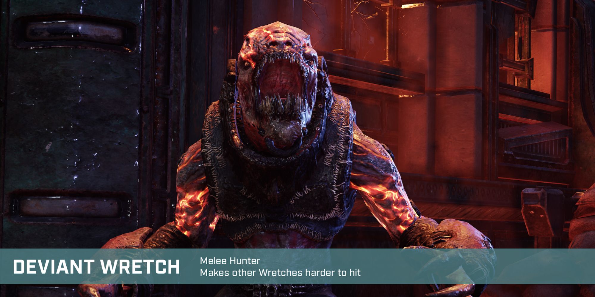 Gears Tactics a close up of a Deviant Wretch with its name and description at the bottom of the image