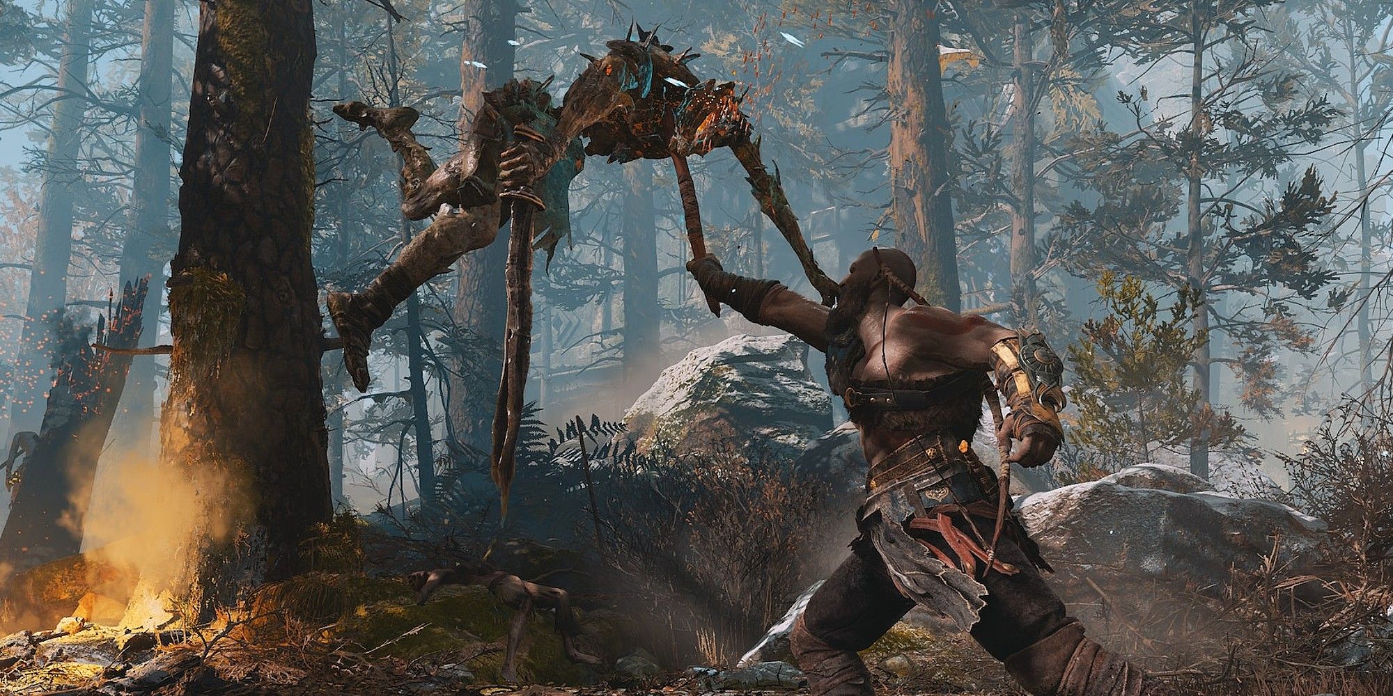 God Of War PC Port Screenshot From Steam Kratos In Combat