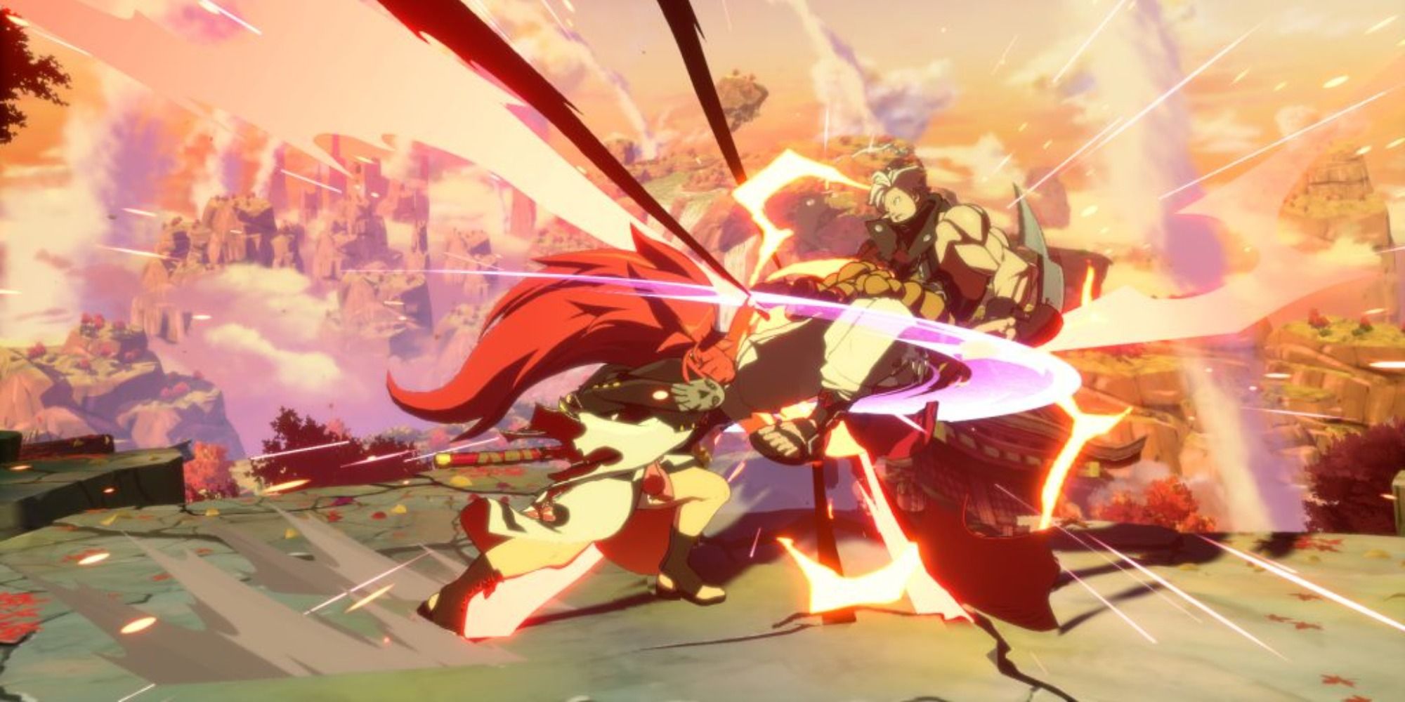 Baiken using her counterattack on Chipp in Guilty Gear Strive
