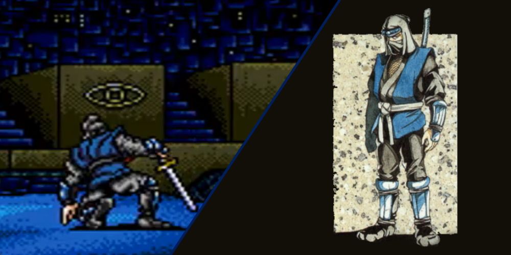 Shining Force's Hanzou split image (showing his battle sprite and character art)