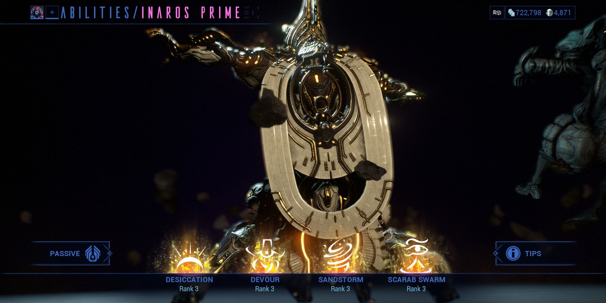 Inaros' Abilities menu