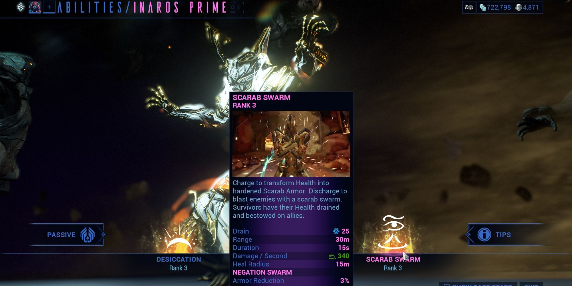 Inaros' fourth ability, Scarab Swarm