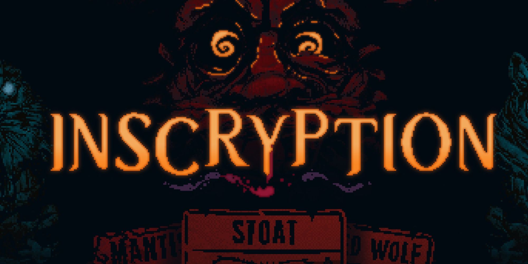 Inscryption Game Logo With Leshy's Eyes Behind It