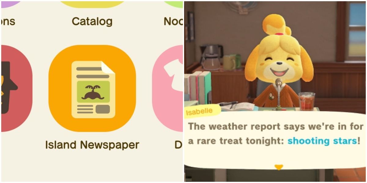 animal crossing new horizons island newspaper on nooklink app and isabelle shooting stars announcement