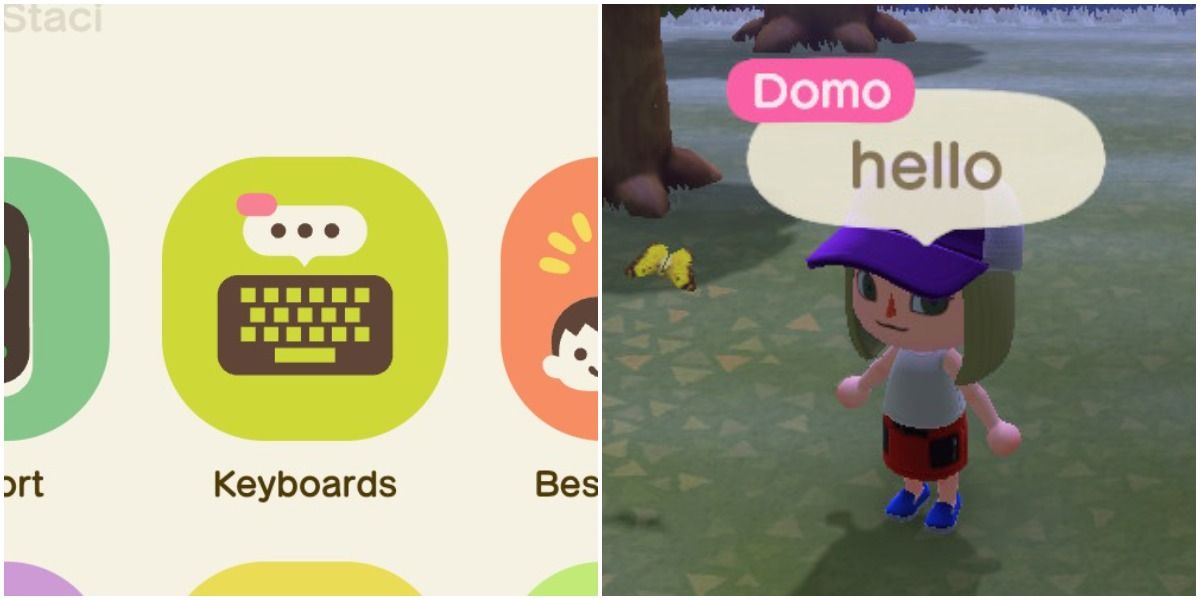 animal crossing new horizons nooklink app keyboard and villager saying hello