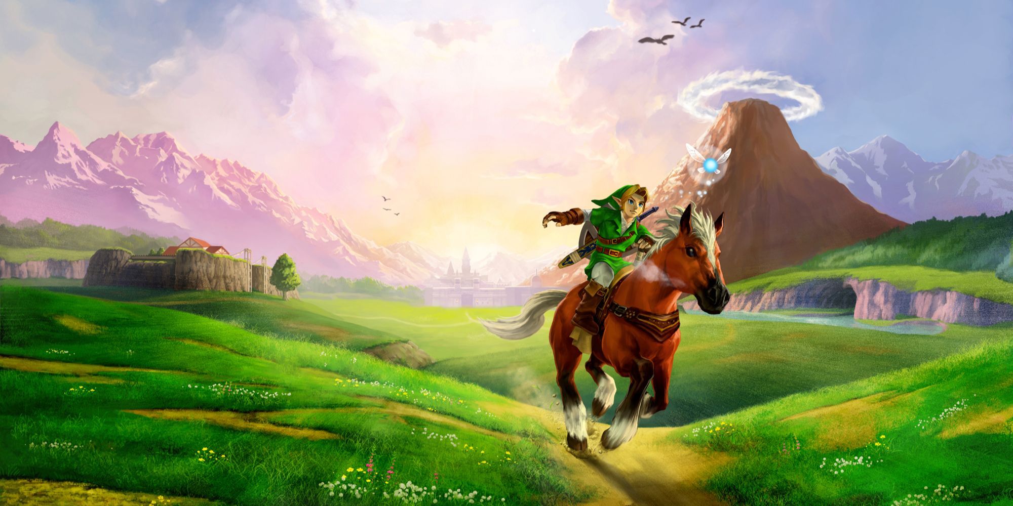 Link and Epona Riding Through Field OoT Poster