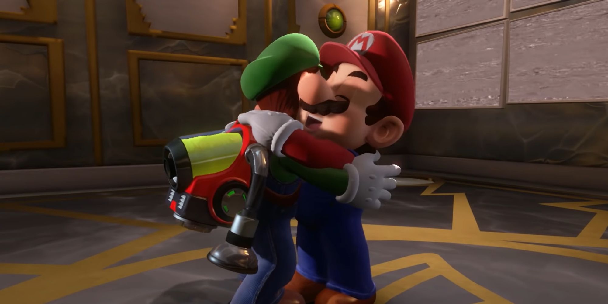Luigi's Mansion Mario and Luigi Hugging