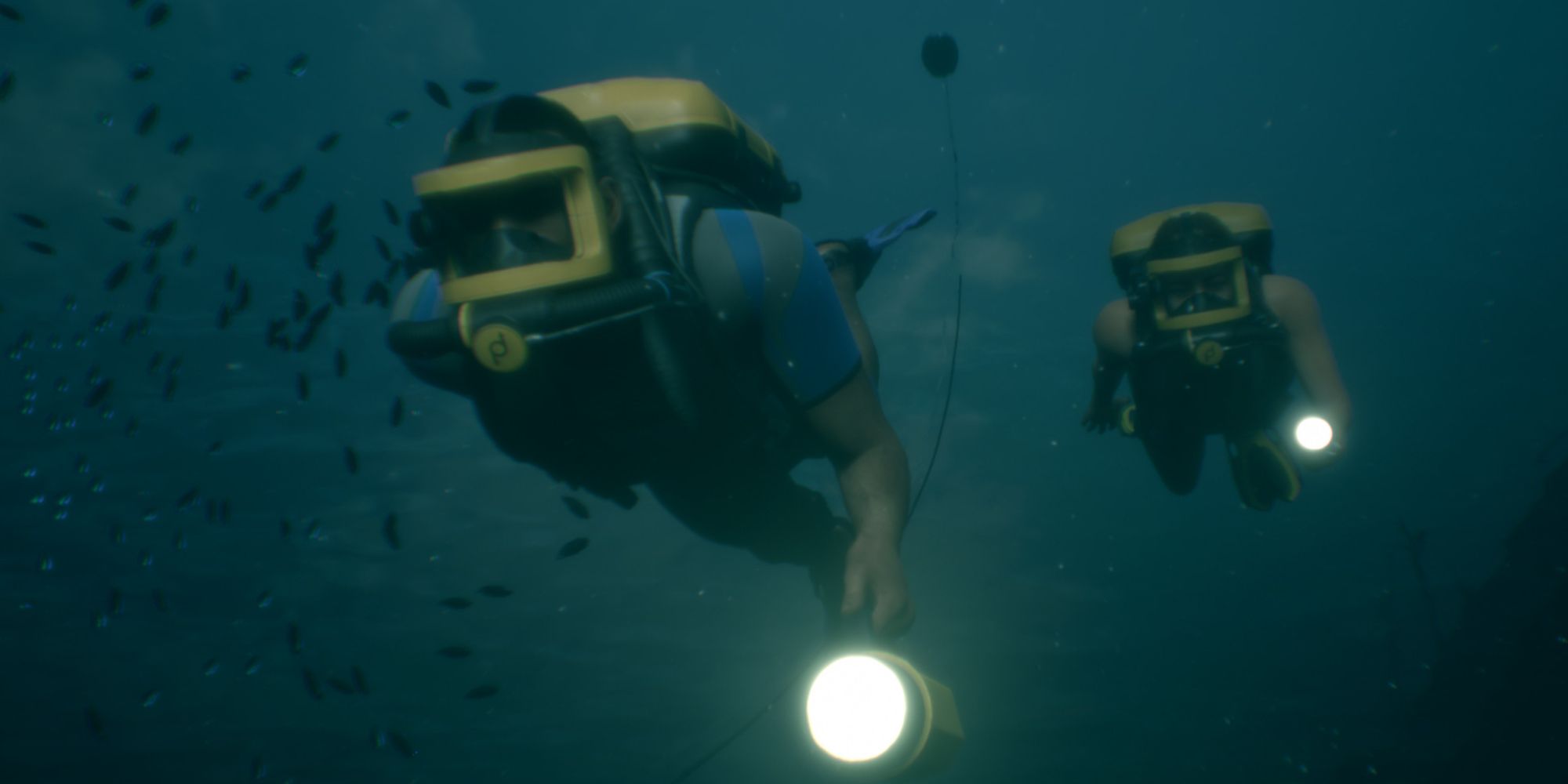 Man Of Medan Screenshot Of Characters Underwater