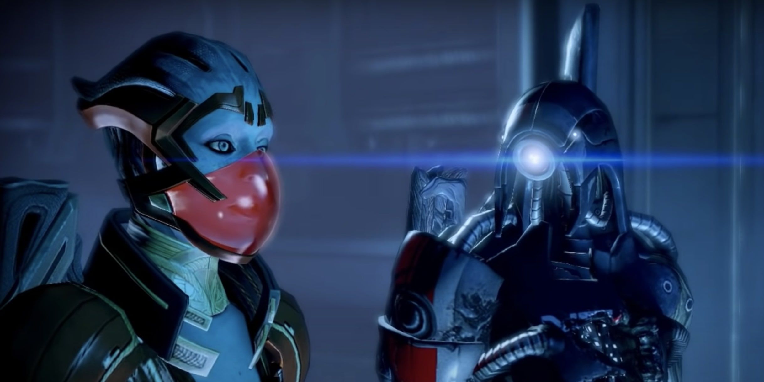 Mass Effect 2 Legion and Samara During Legion's Loyalty Mission