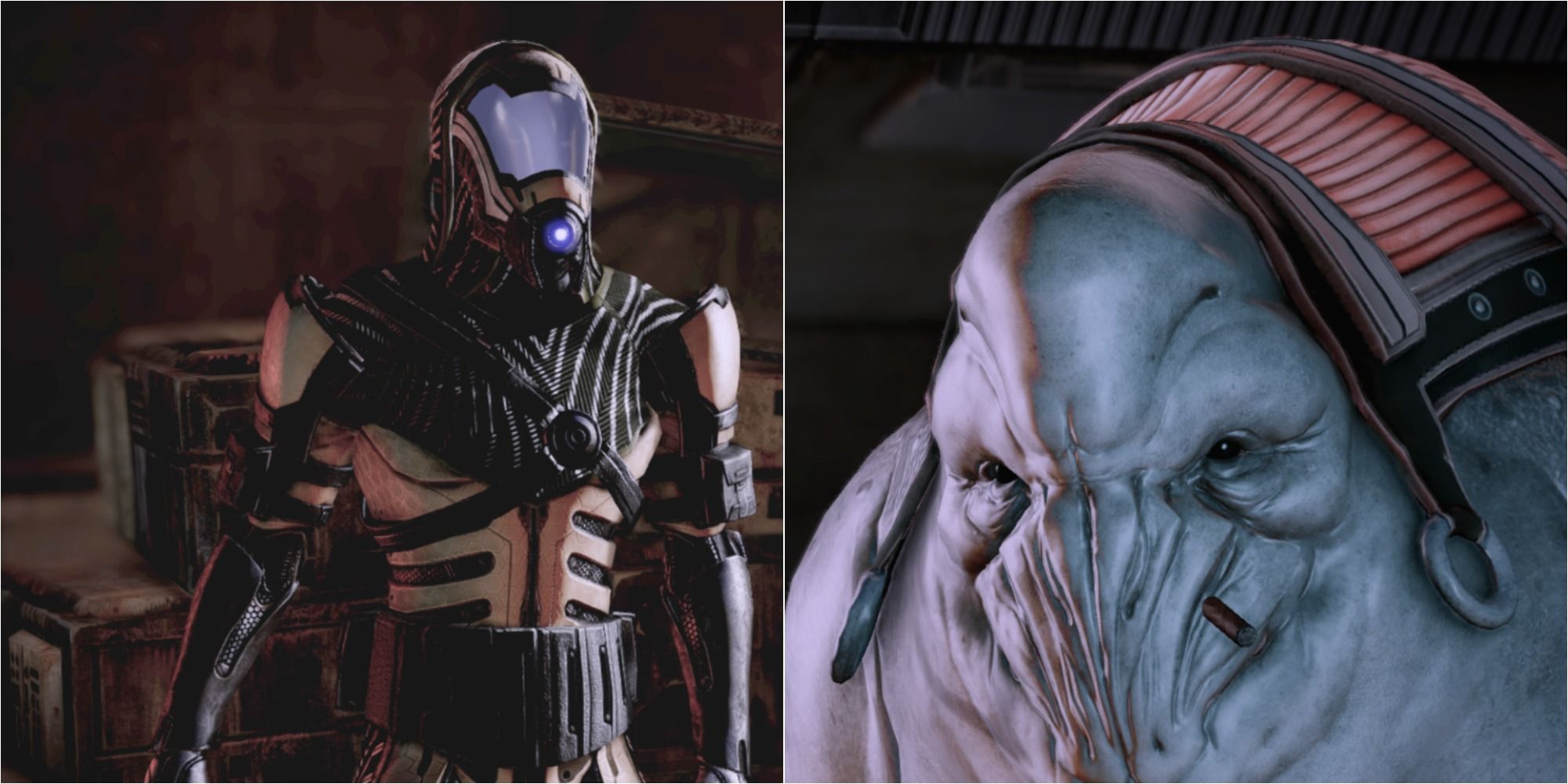 Mass Effect 2 Struggling Quarian Kenn and Harrot Featured Split Image