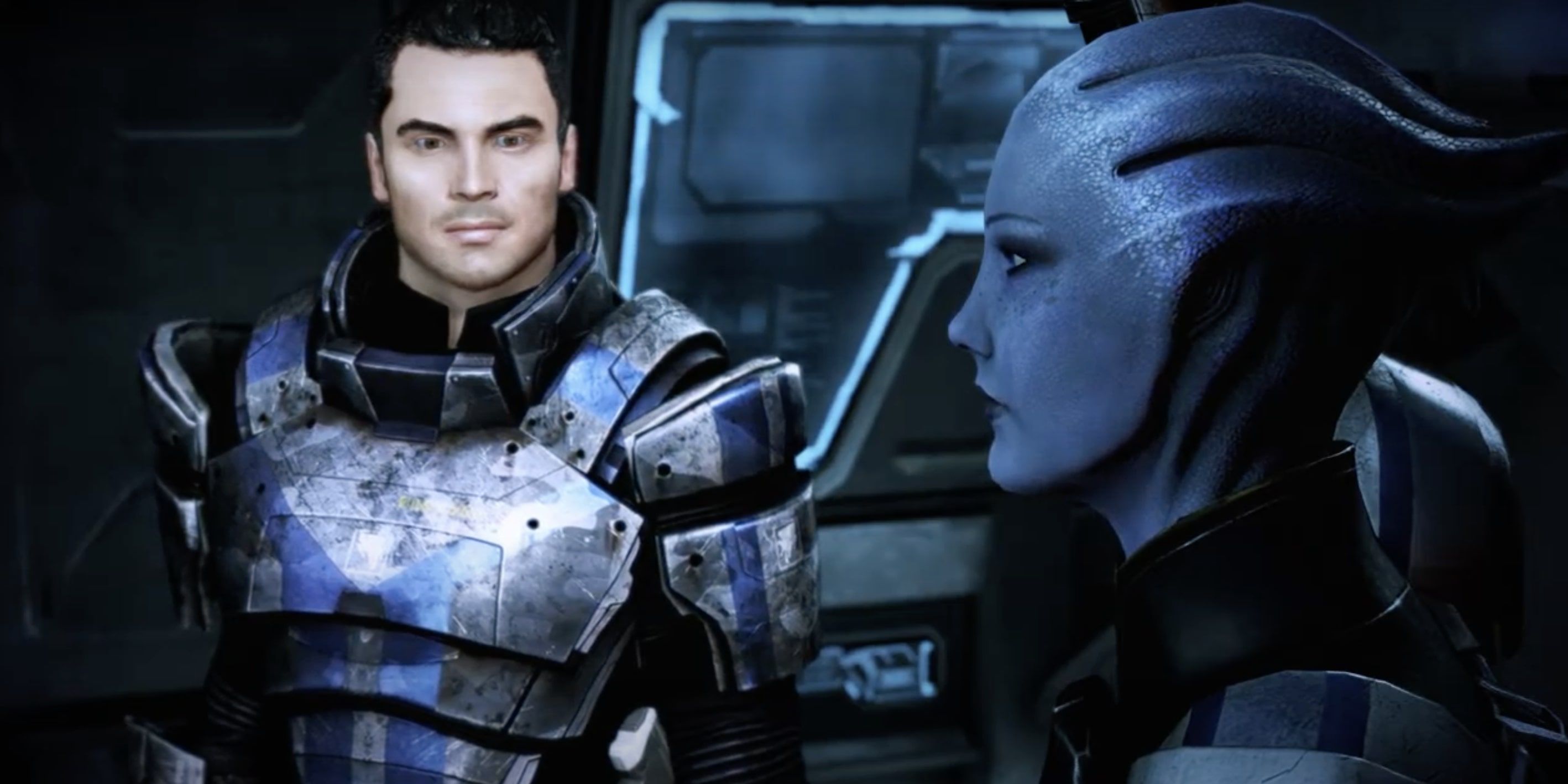 Mass Effect 3 Kaidan and Liara Chatting on Shuttle to Eden Prime