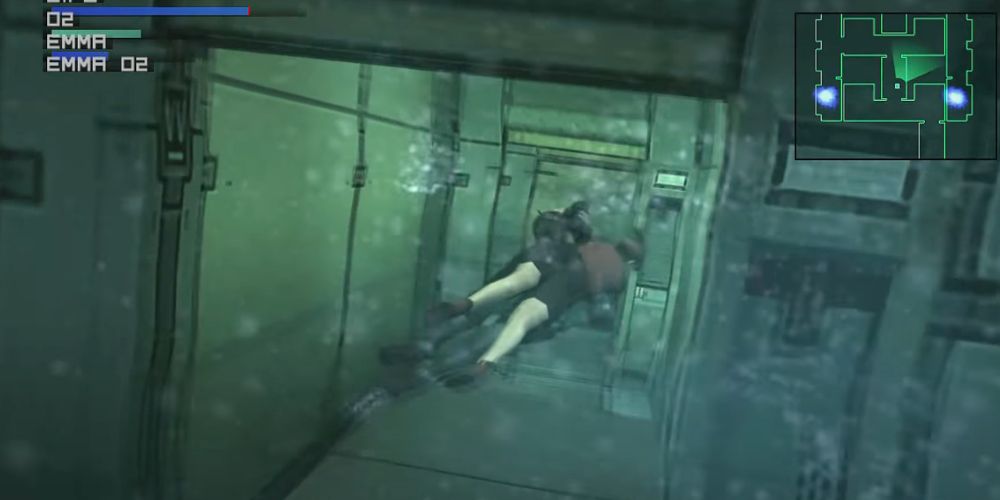 Escorting Emma in Metal Gear Solid 2 in the water level Big Shell