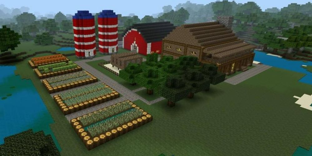A farm in Minecraft