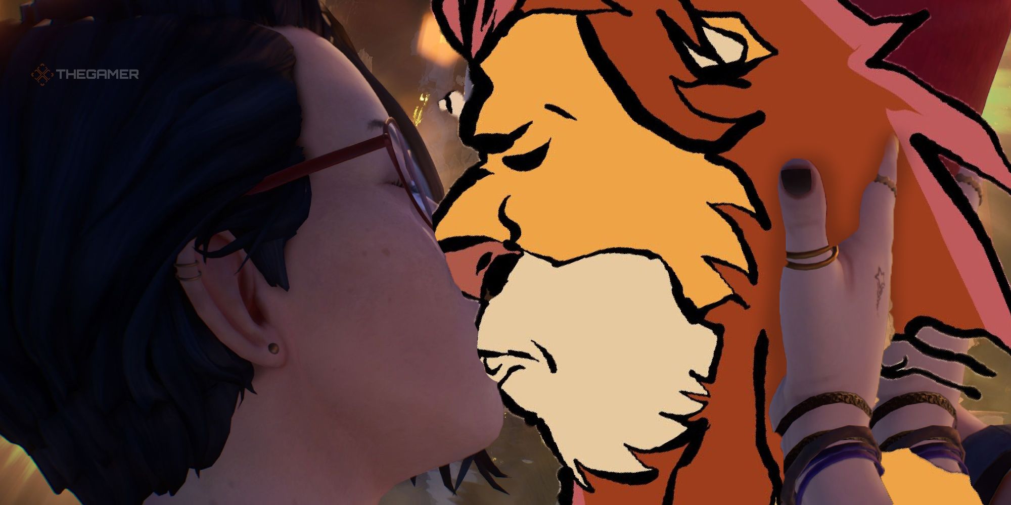 Alex Chen kissing an NFT lion