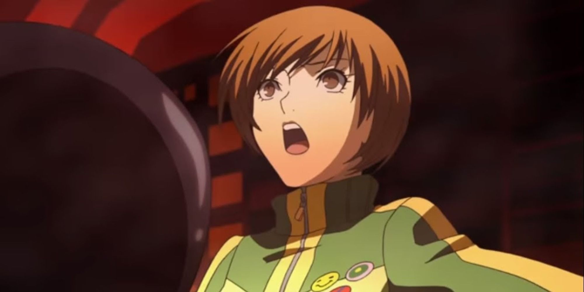 Chie Satonaka shouting in the Persona 4 Golden anime