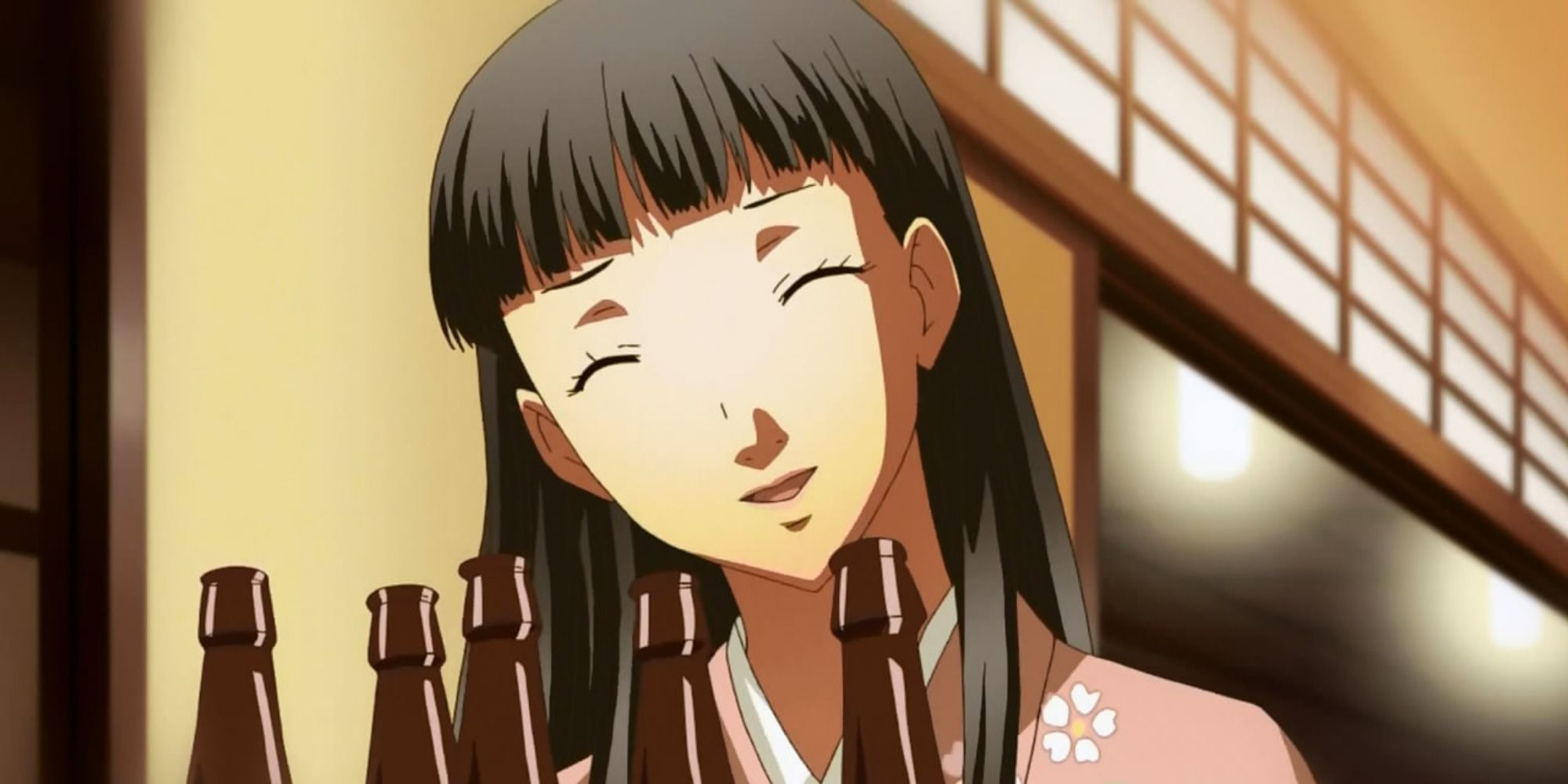 Yukiko Amagi serving some beers in the Persona 4 Golden anime
