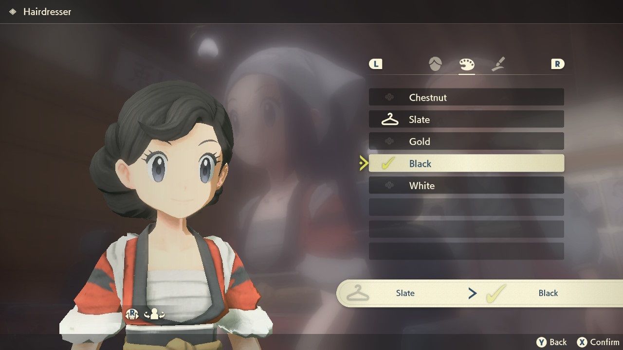 Pokemon Legends Arceus hairdresser menu