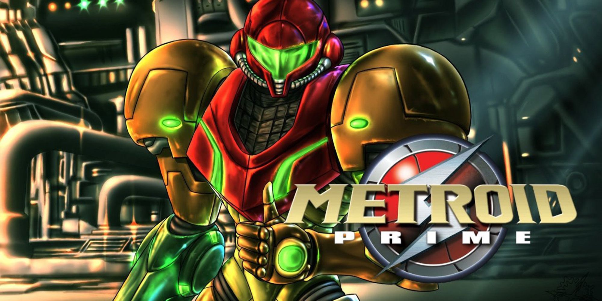Promotional Art for Metroid Prime from Nintendo Life Magazine featuring Samus Arin in here power suit