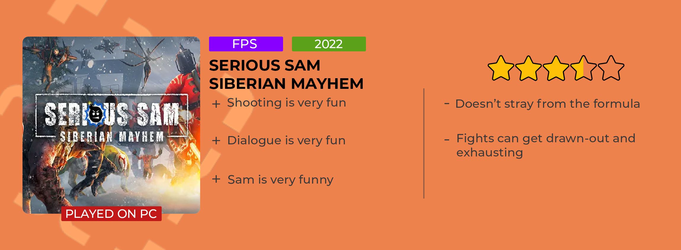 Serious Sam review card
