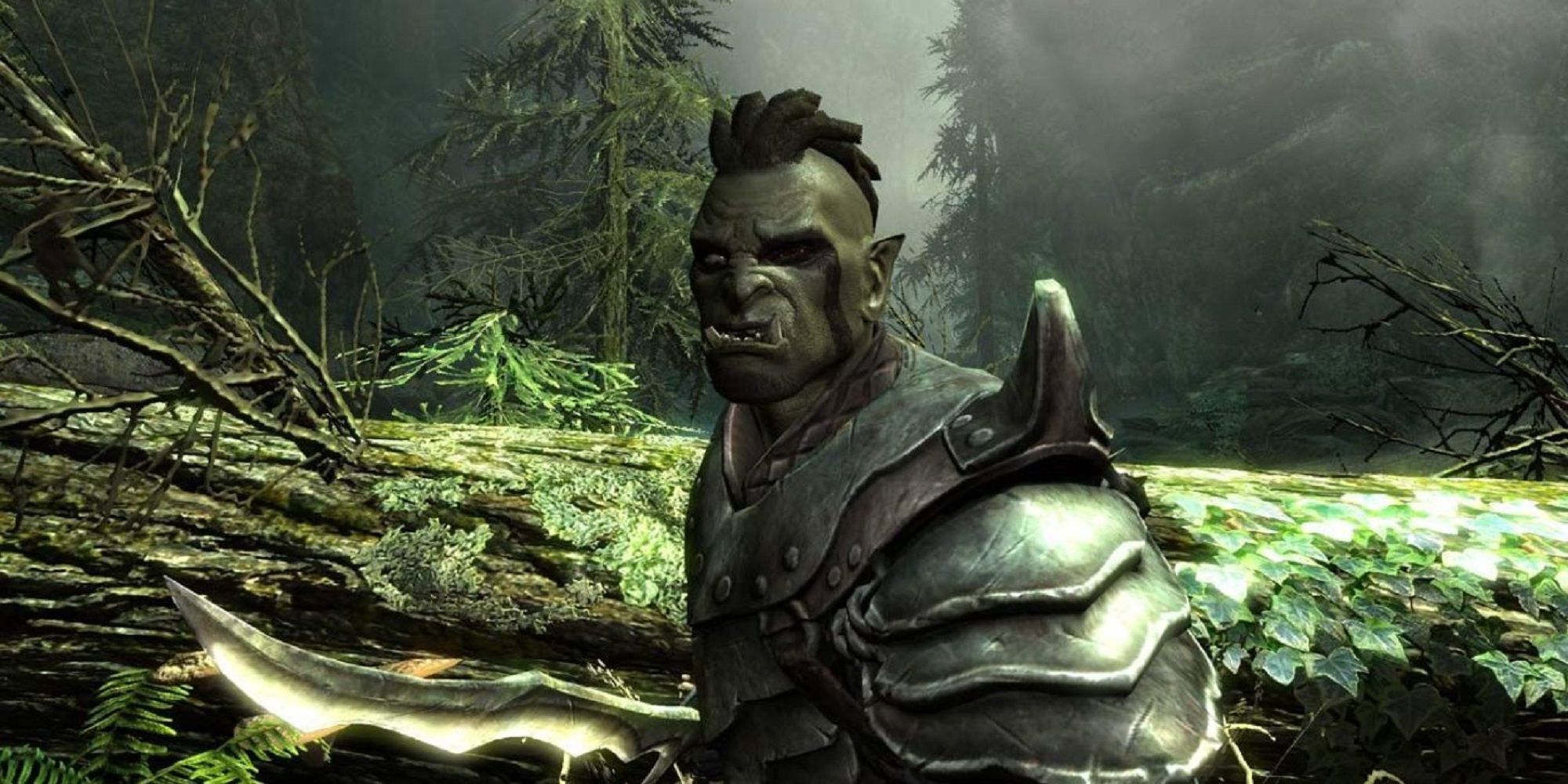 Skyrim Orc character in a forest