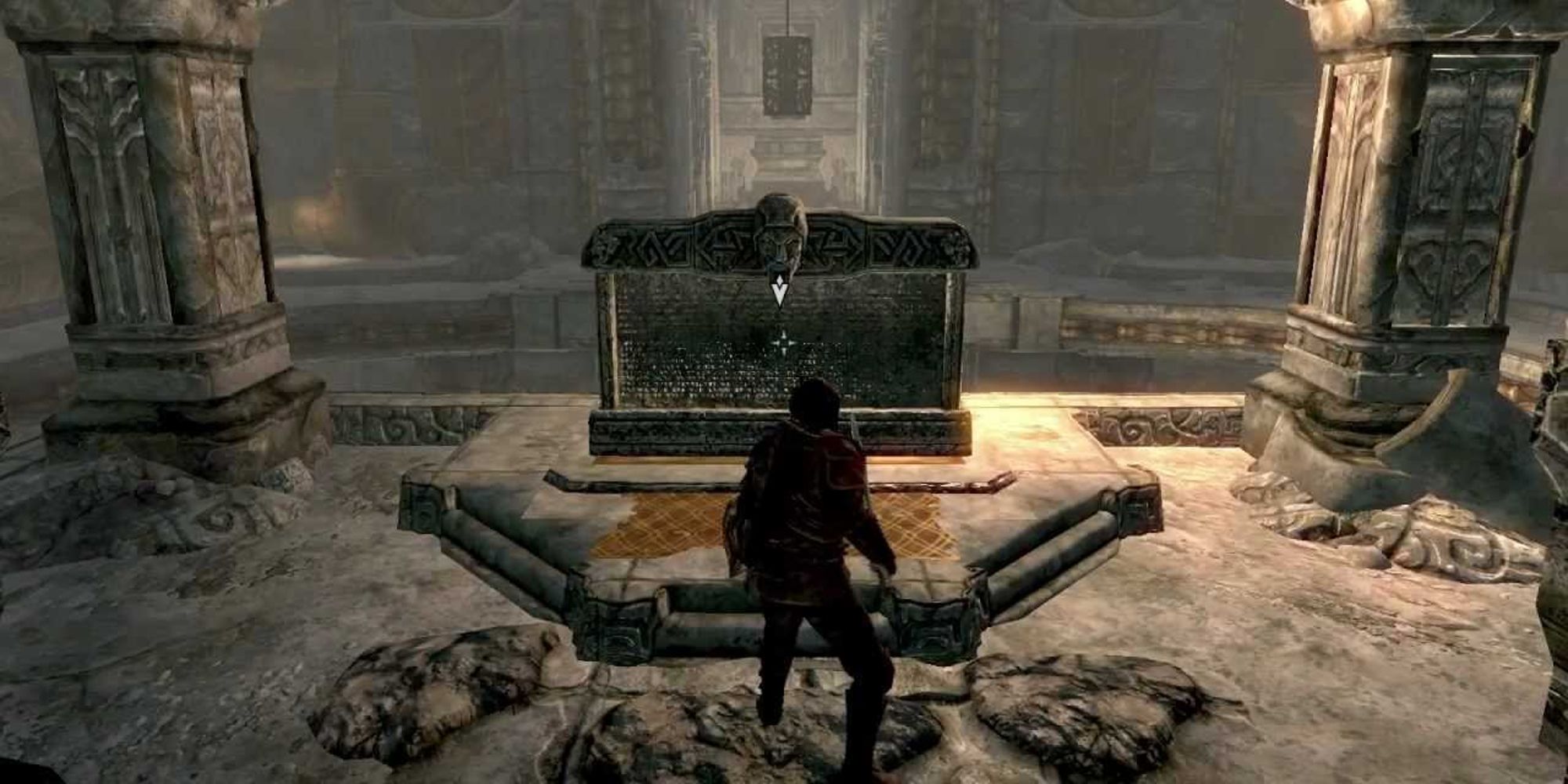 player standing in front of calcelmo's stone