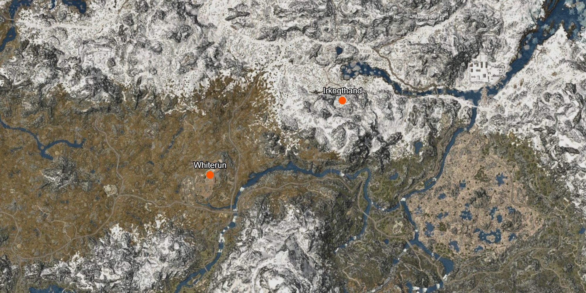 skyrim map with whiterun and irkngthand highlighted