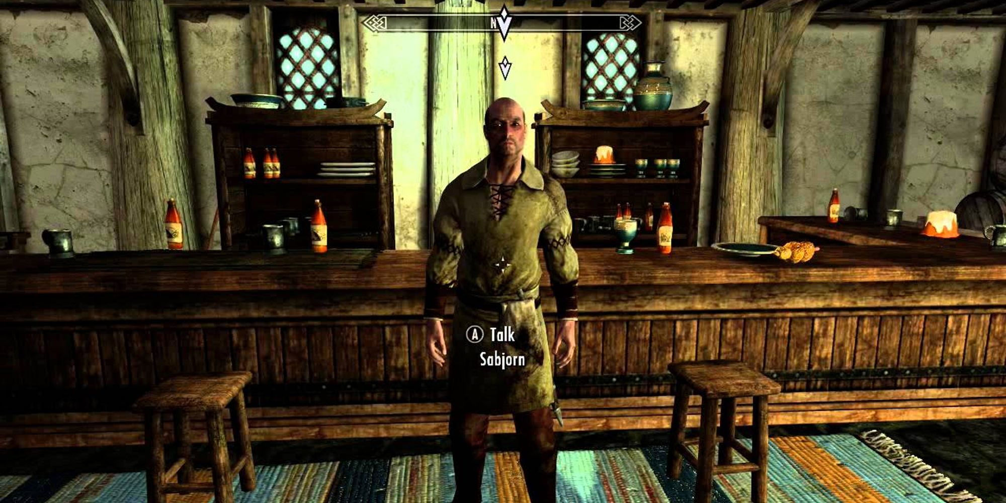 player looking at sabjorn in the honningbrew meadery