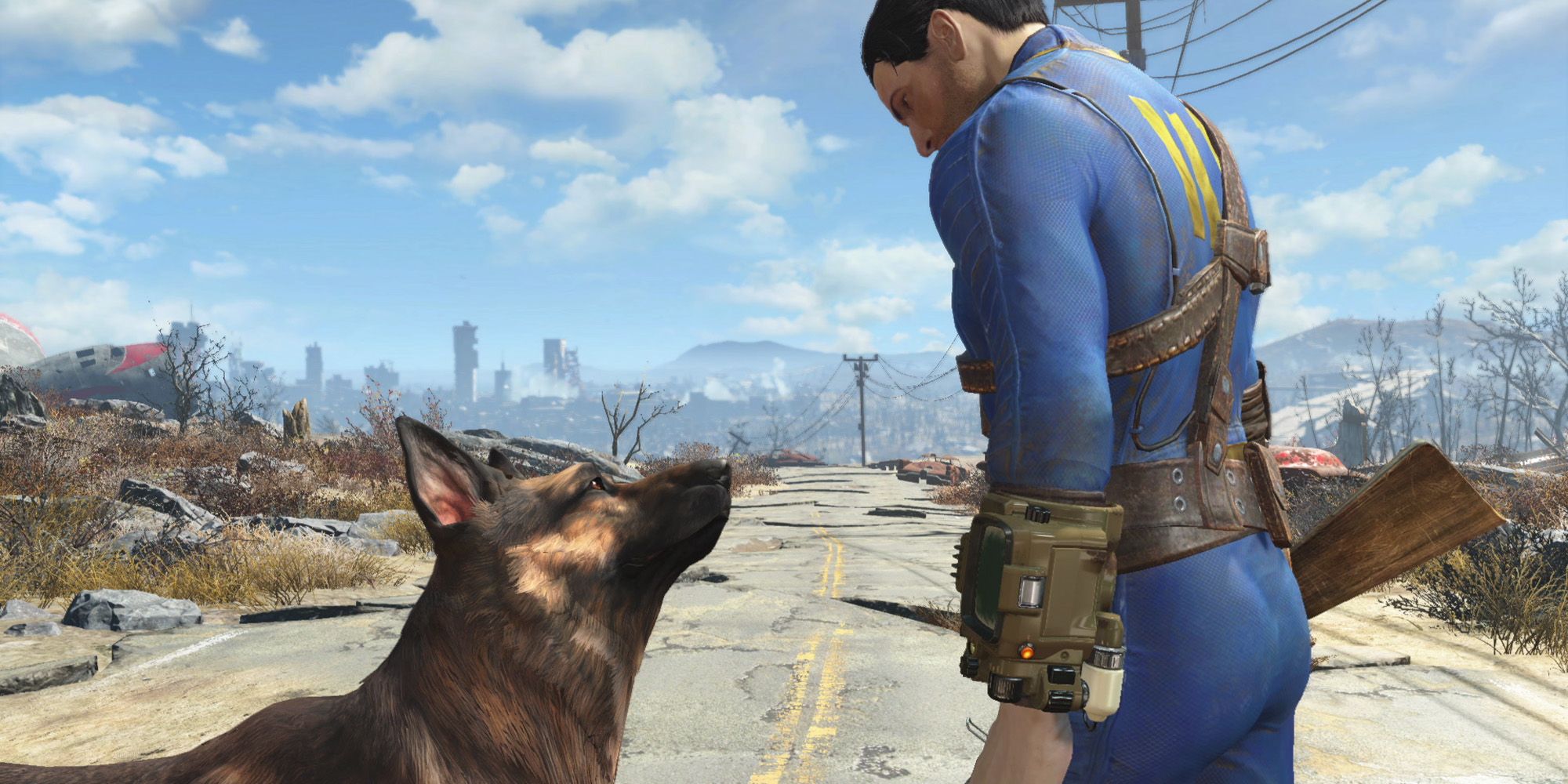 The Sole Survivor and Dogmeat in Fallout 4