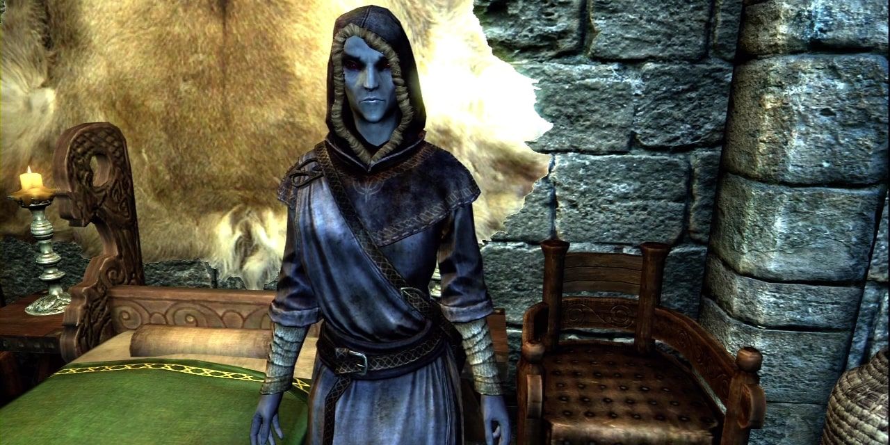 Brelyna Maryon in Skyrim waiting to be spoken to in Skyrim