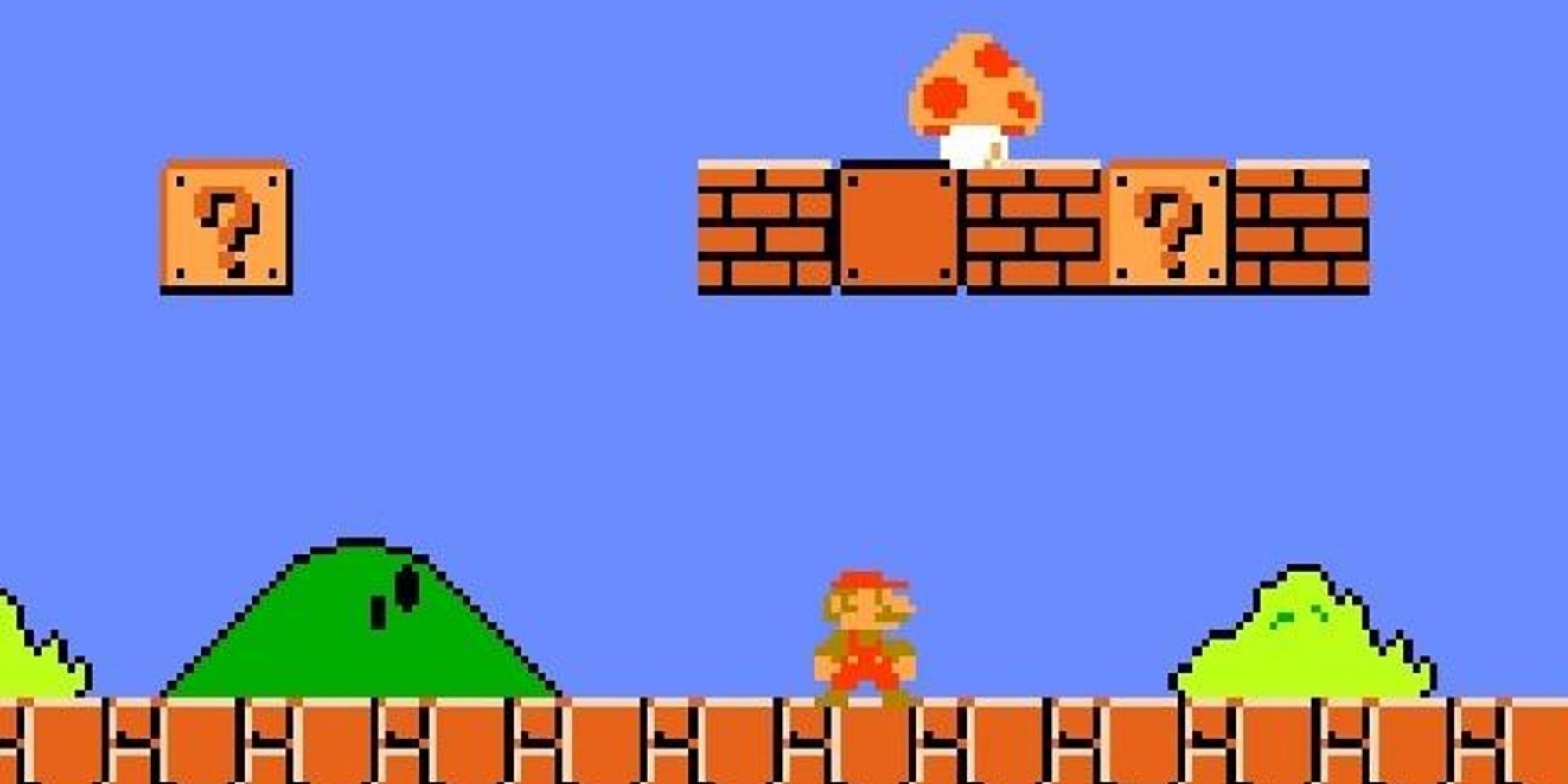 Super Mario Standing Underneath Blocks Awaiting Mushroom