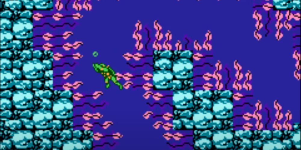 Teenage Mutant Ninja Turtles level Water Dam and electric seaweed