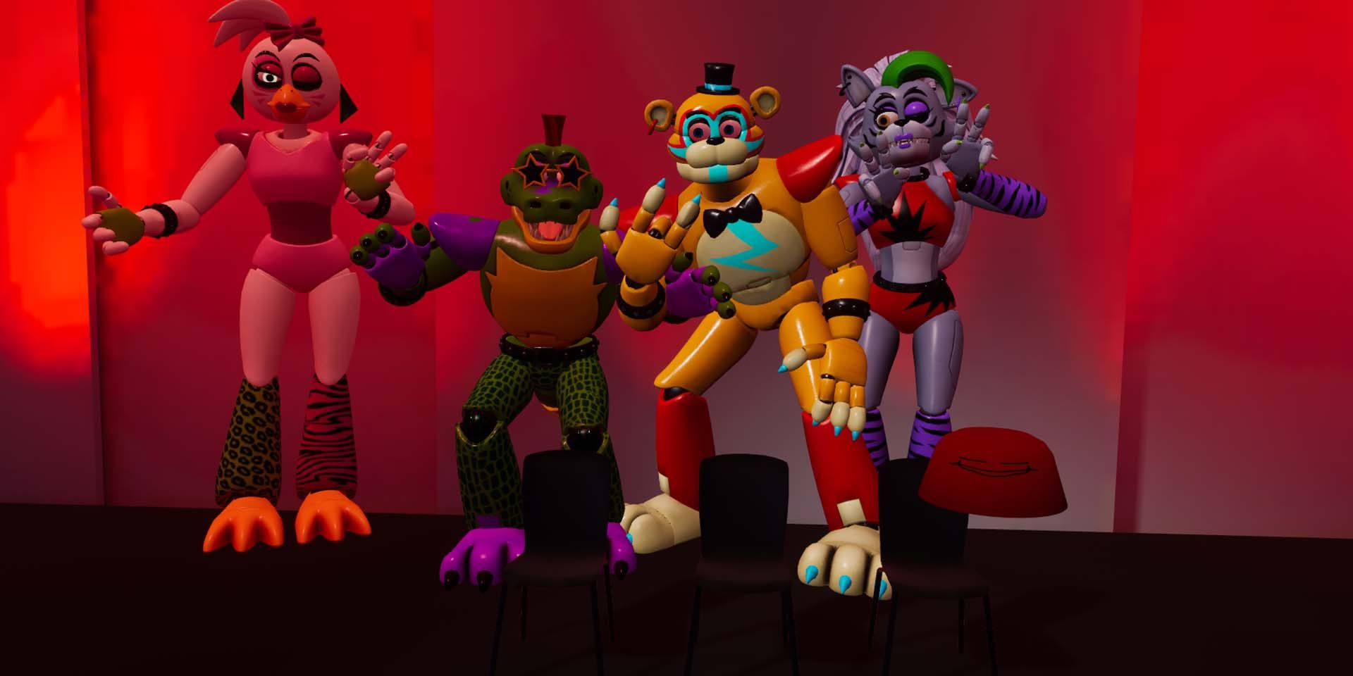 FNAF: Security Breach Characters Glamrock Band performing in VRChat