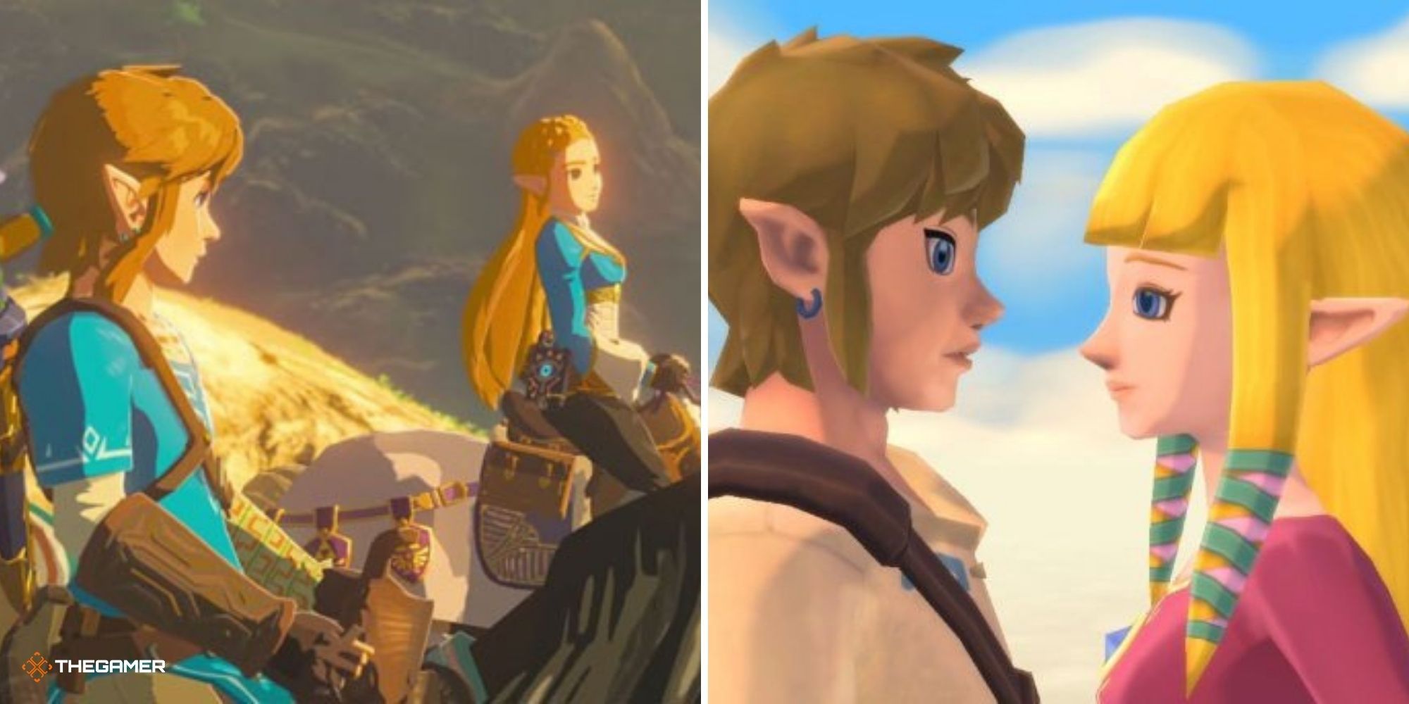 The Legend of Zelda - Link in Zelda in Breath of the Wild (left) and Skyward Sword (right(