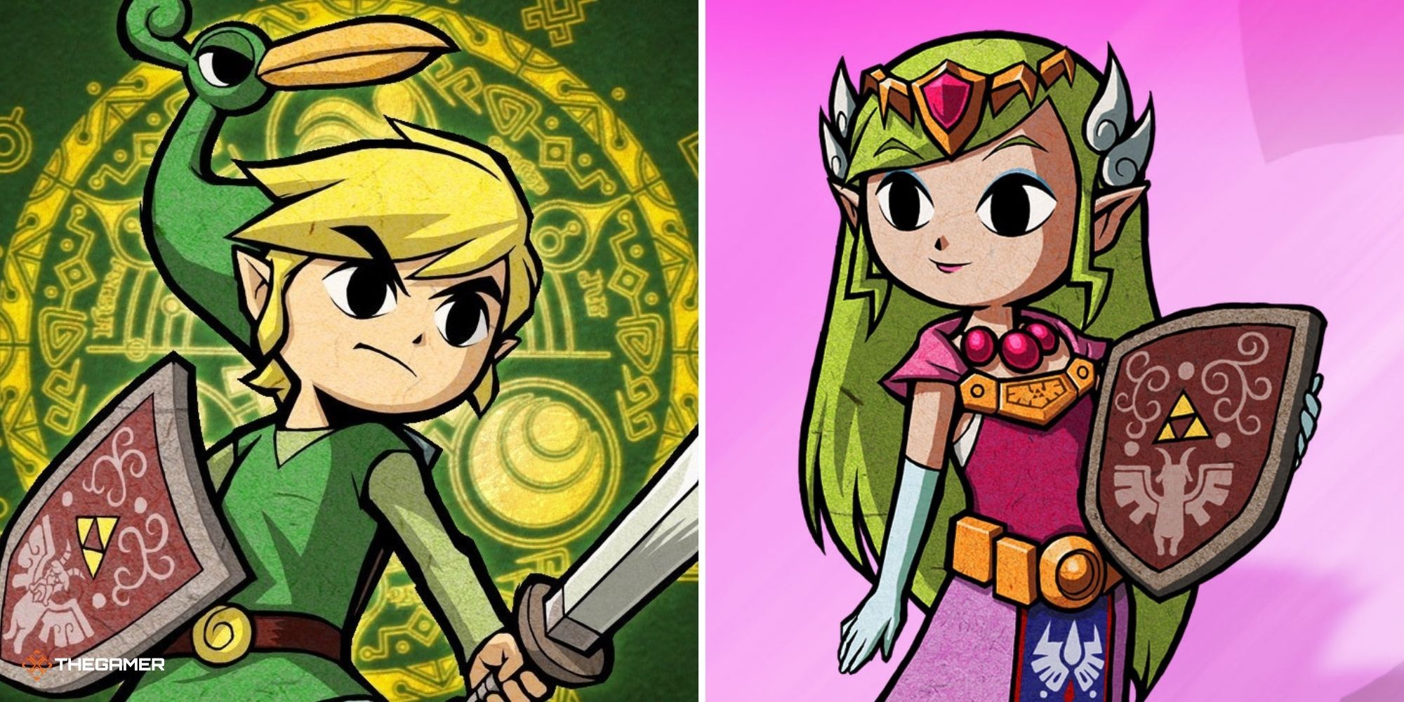 The Legend of Zelda The Minish Cap - Link on left, Zelda on right