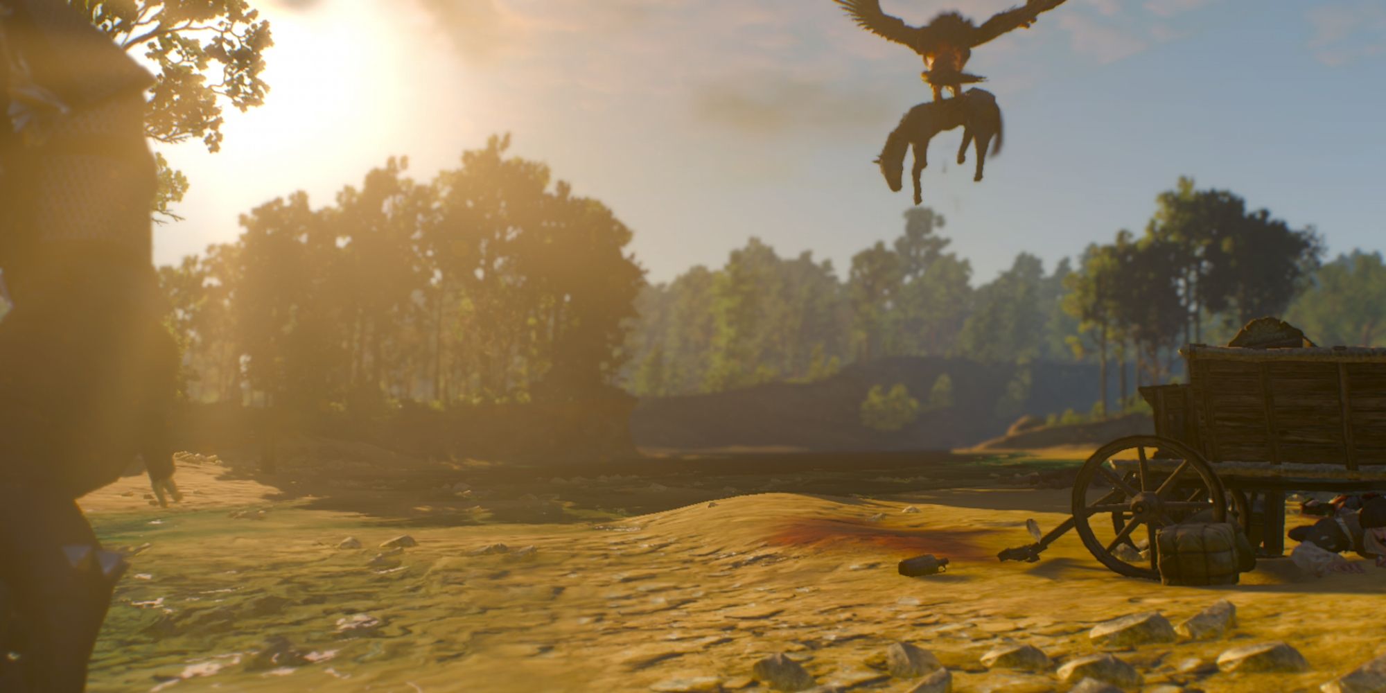 The Witcher 3 Screenshot Of Griffin Carrying Horse