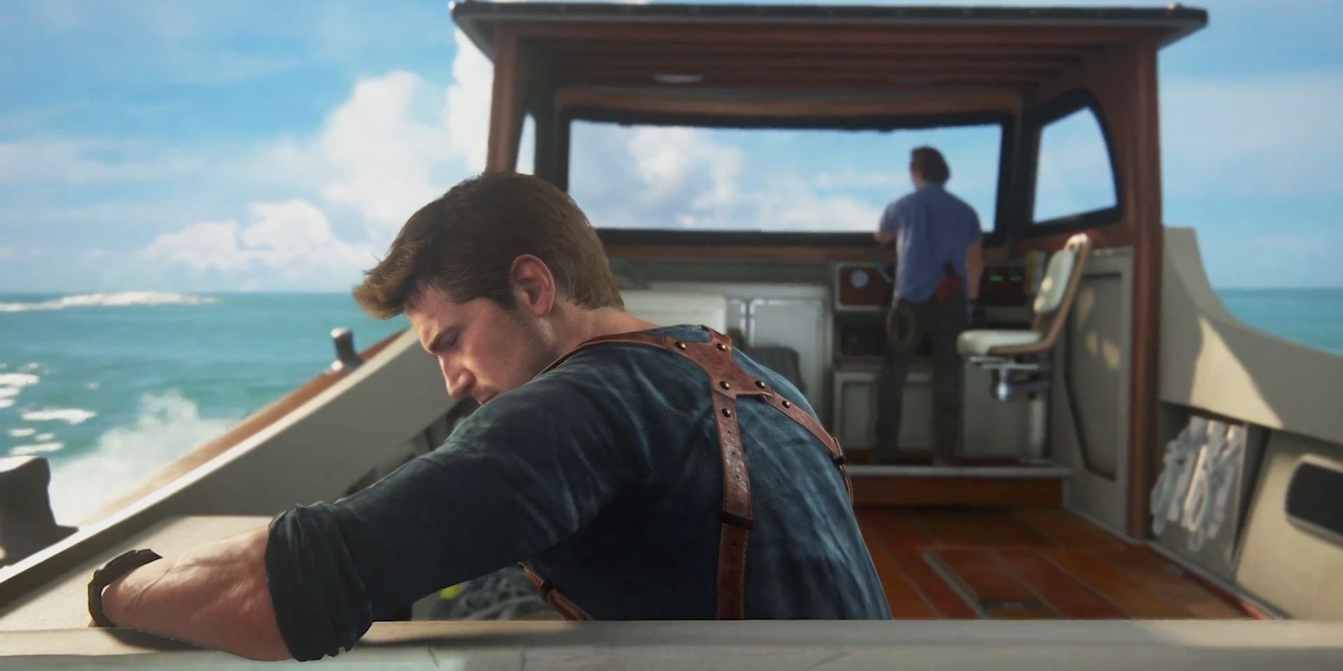 Nathan Drake on a boat in Uncharted 4