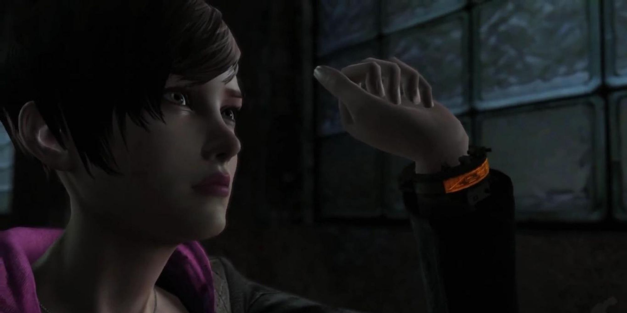 Moira Burton raises her hand in Resident Evil: Revelations 2