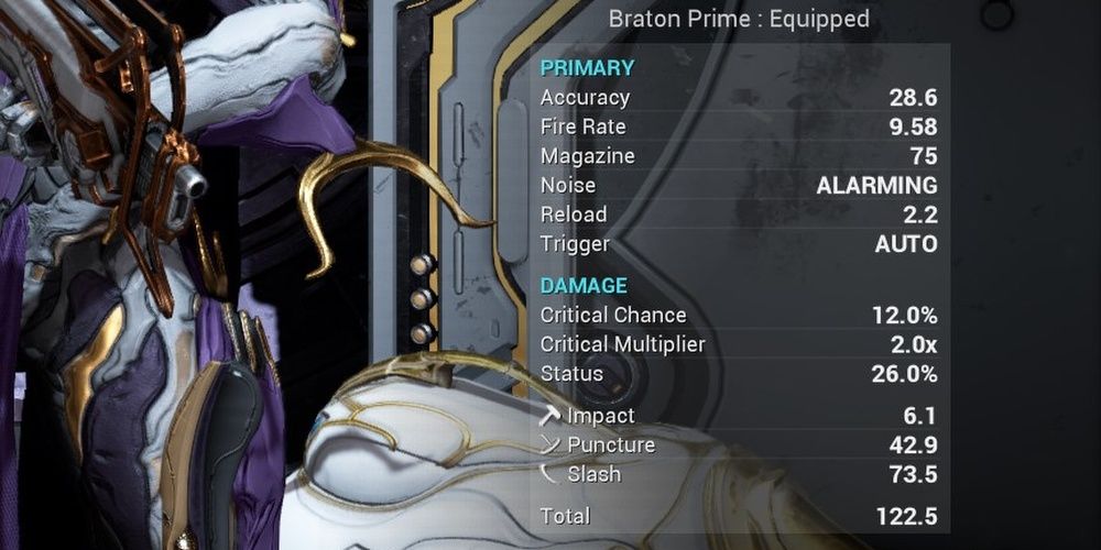 Warframe Braton Prime Stats